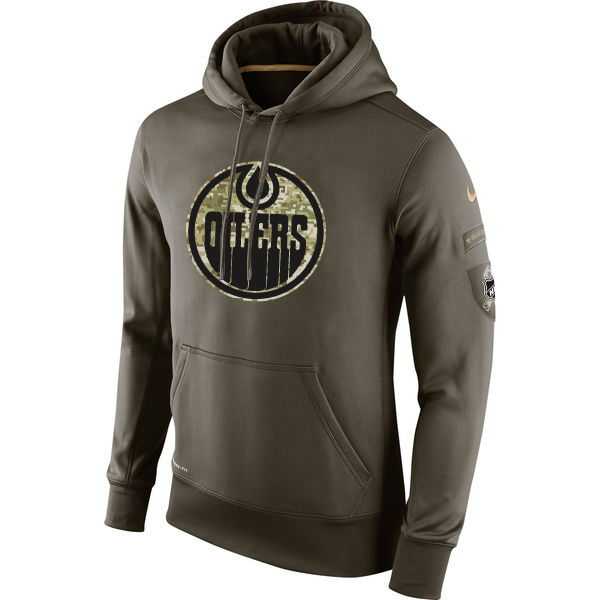 Men NHL Edmonton Oilers Nike Olive Salute To Service KO Performance Hoodie Green->colorado avalanche->NHL Jersey